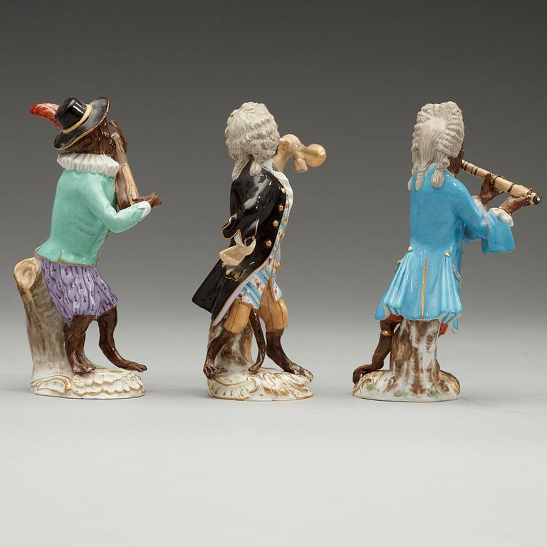 FIGURINER, 10 stycken, porslin. Meissen, sent 1800-tal.
