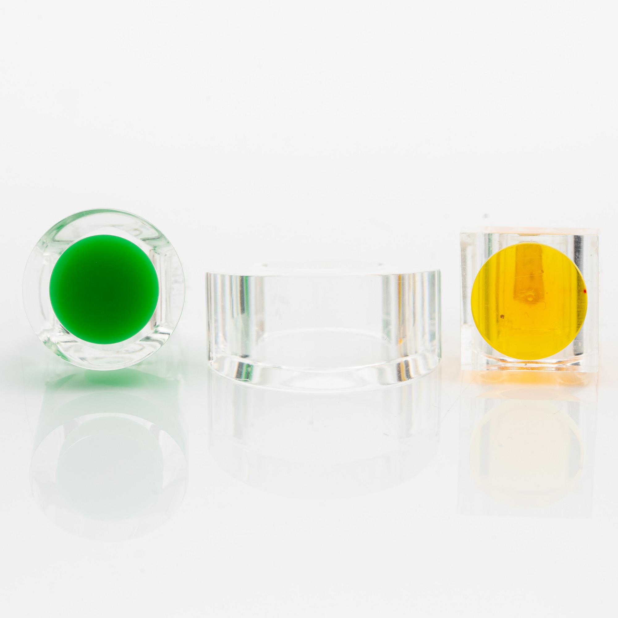 Siv Lagerström, three rings, acrylic plastic, 1970s.