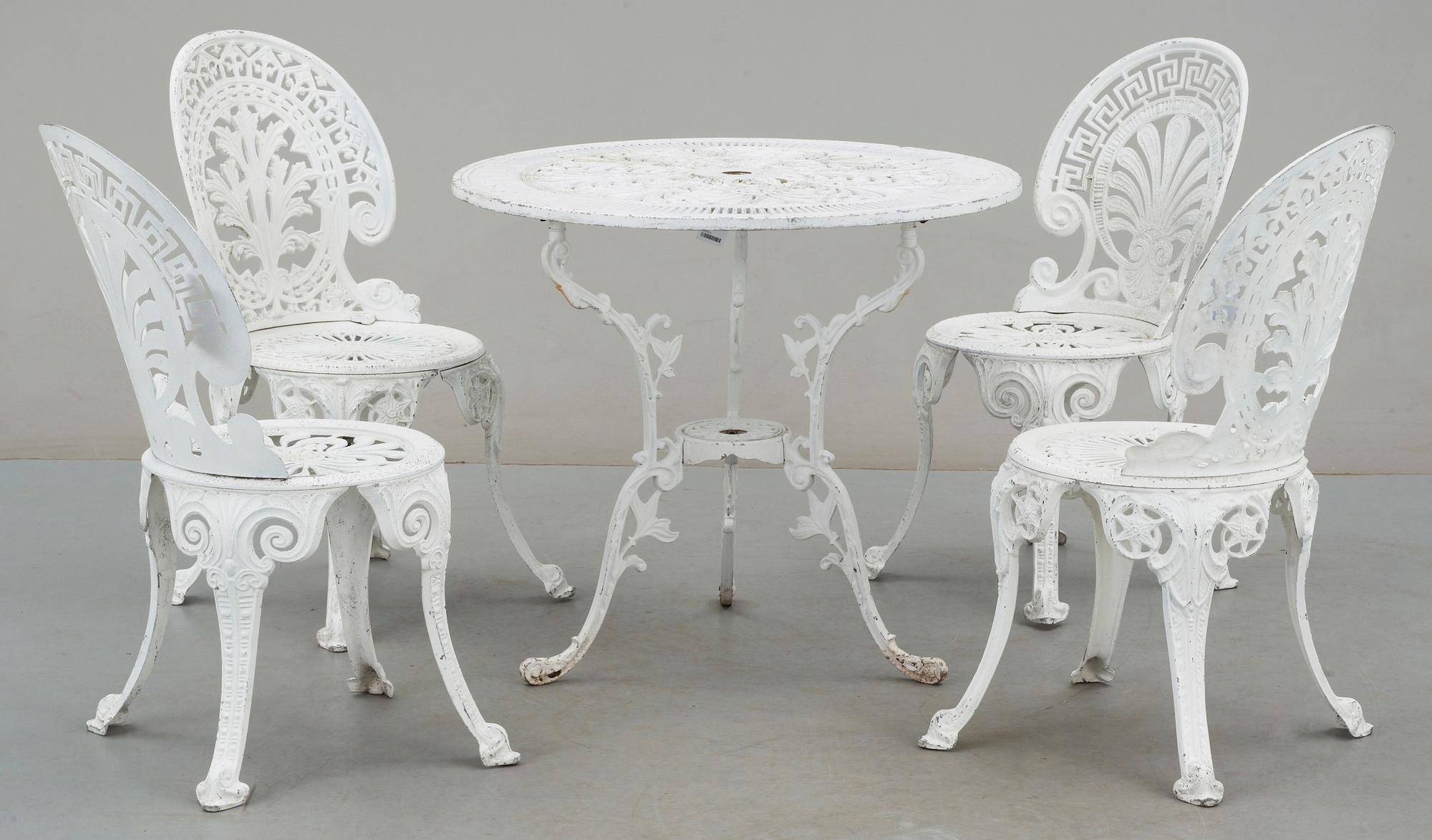 TRÄDGÅRDSMÖBLEMANG, 5 delar, sent 1900-tal.