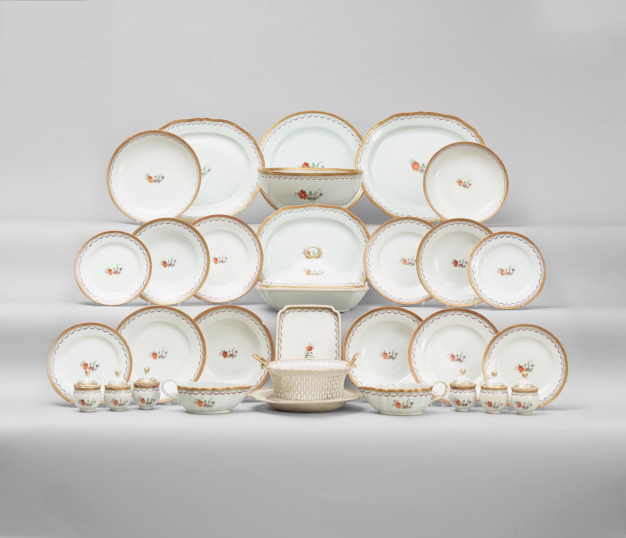 A famille rose dinner service, Qing dynasty, Qianlong (1736-95).