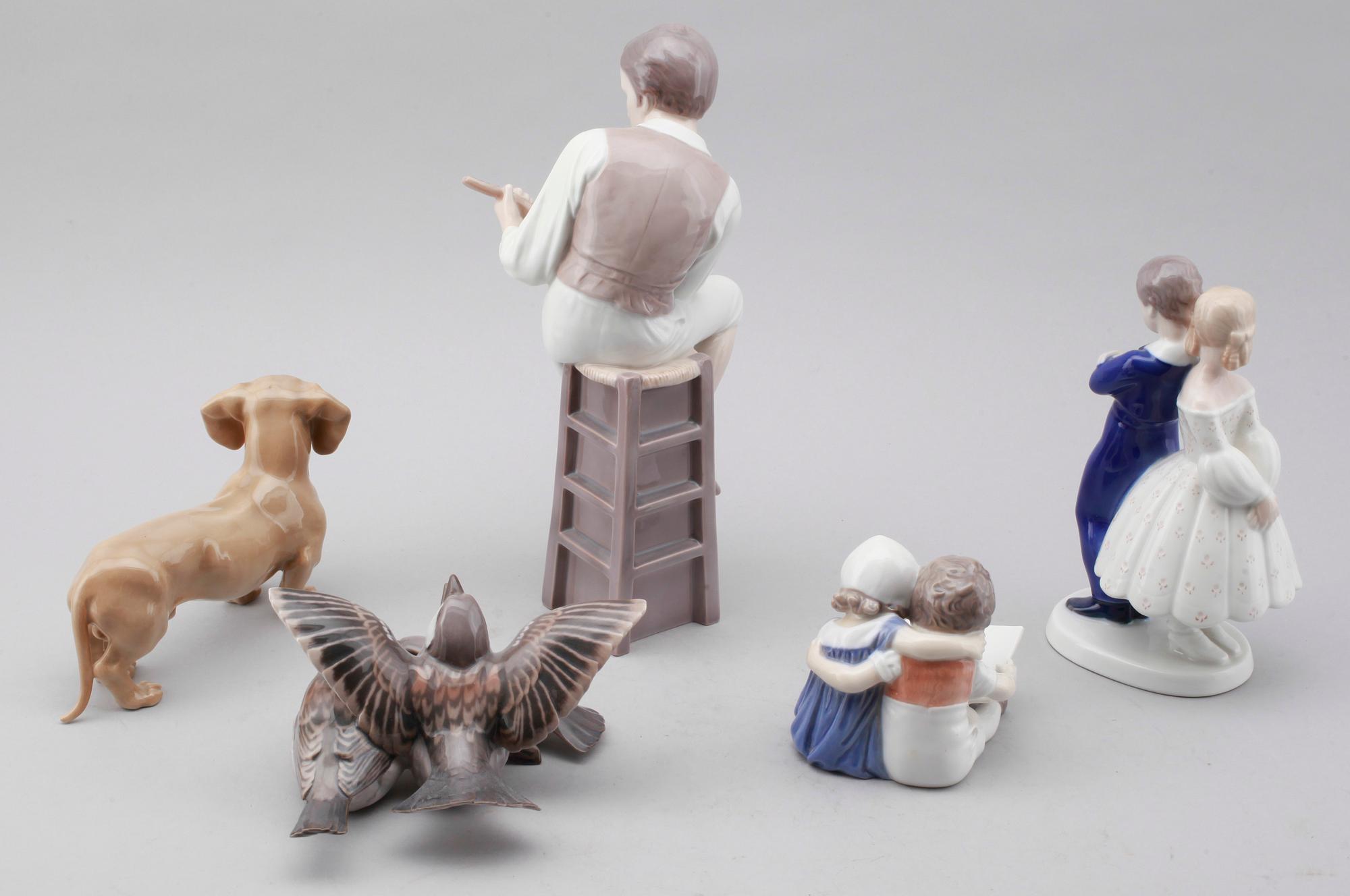 FIGURER, 5 delar, porslin, Bing & Gröndahl, Danmark.
