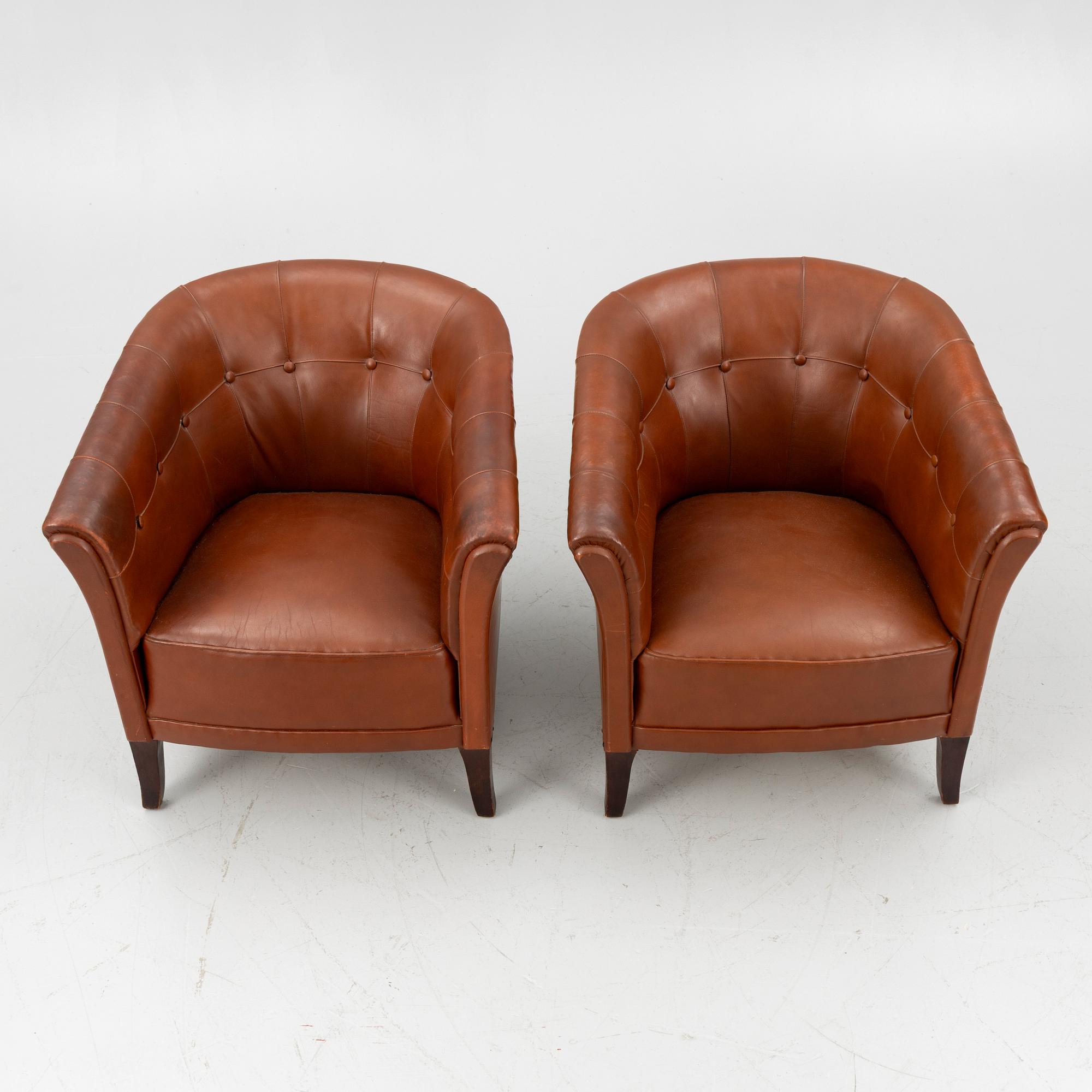 Clubfåtöljer, ett par, 1900-talets andra hälft.