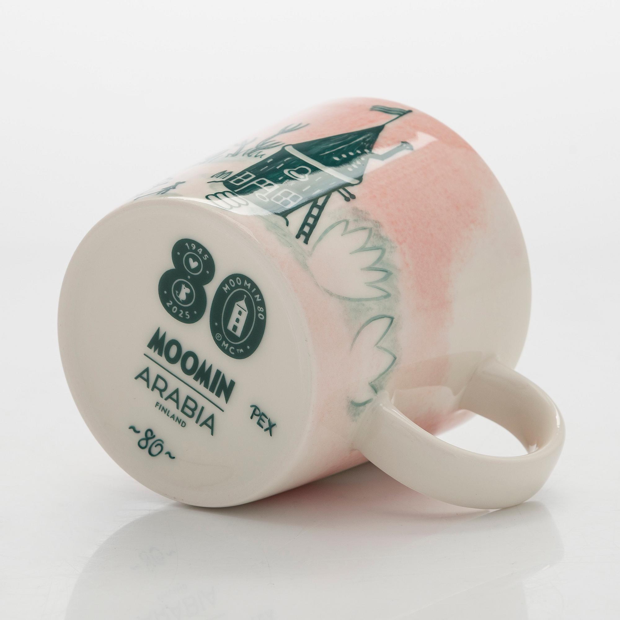 A porcelain Moomin 80 anniversary mug, 'Home', Moomin Characters, Arabia 2025, numbered 80.