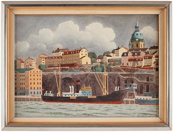 Oskar Bergman, "Stadsgården, Stockholm" (View over the quayside at Stadsgården, Stockholm).