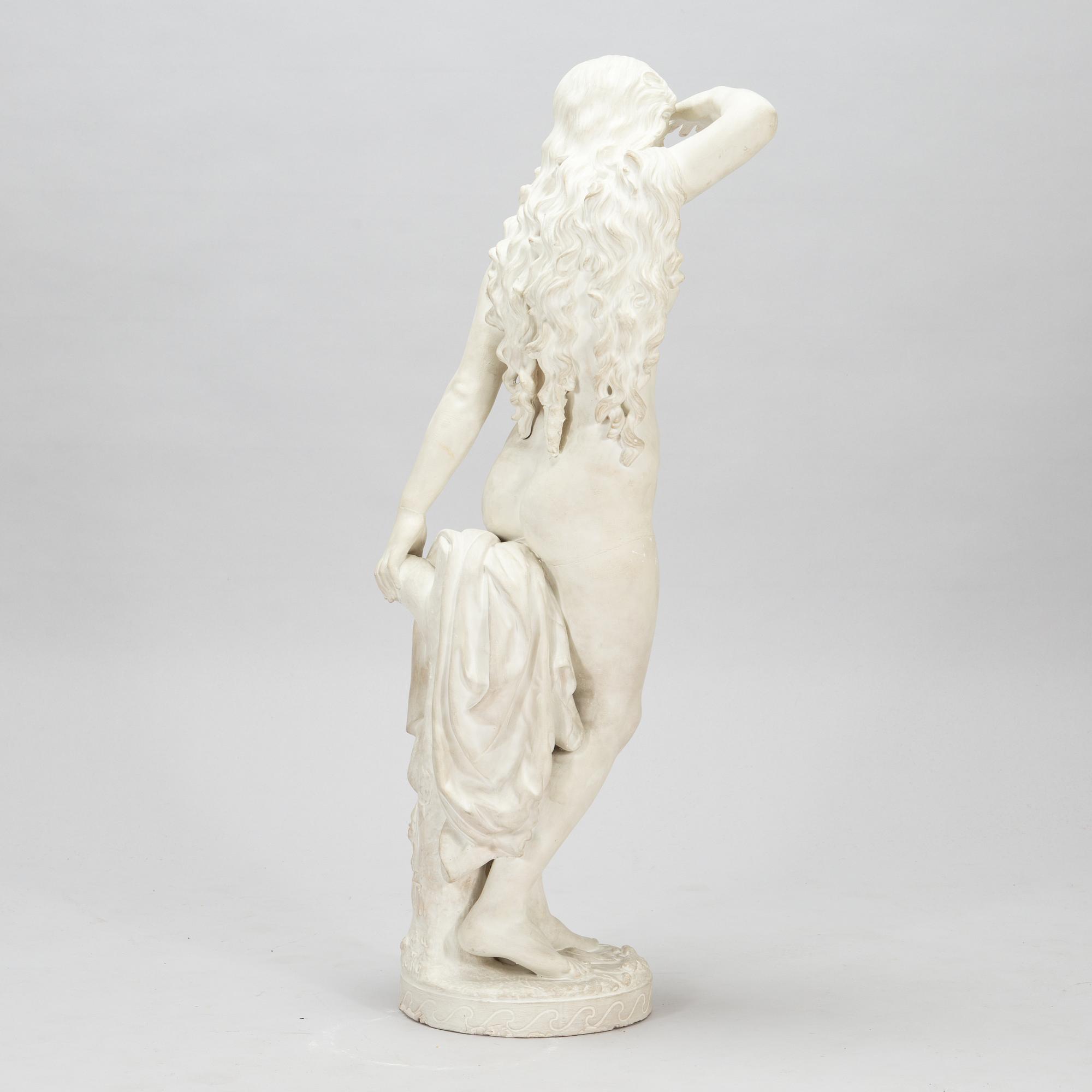 Johannes Takanen, eftergjutning, gipsskulptur, bär signatur och datering. Träpiedestal medföljer.