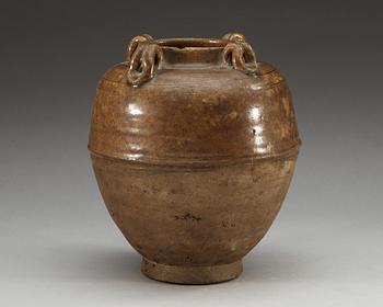 A glazed jar with four handles, presumably Sui Dynasty ca 600 AD.