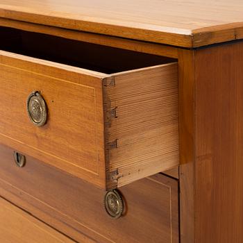 A mahogany veneered Gustavian style chest of drawers, 19th Century.