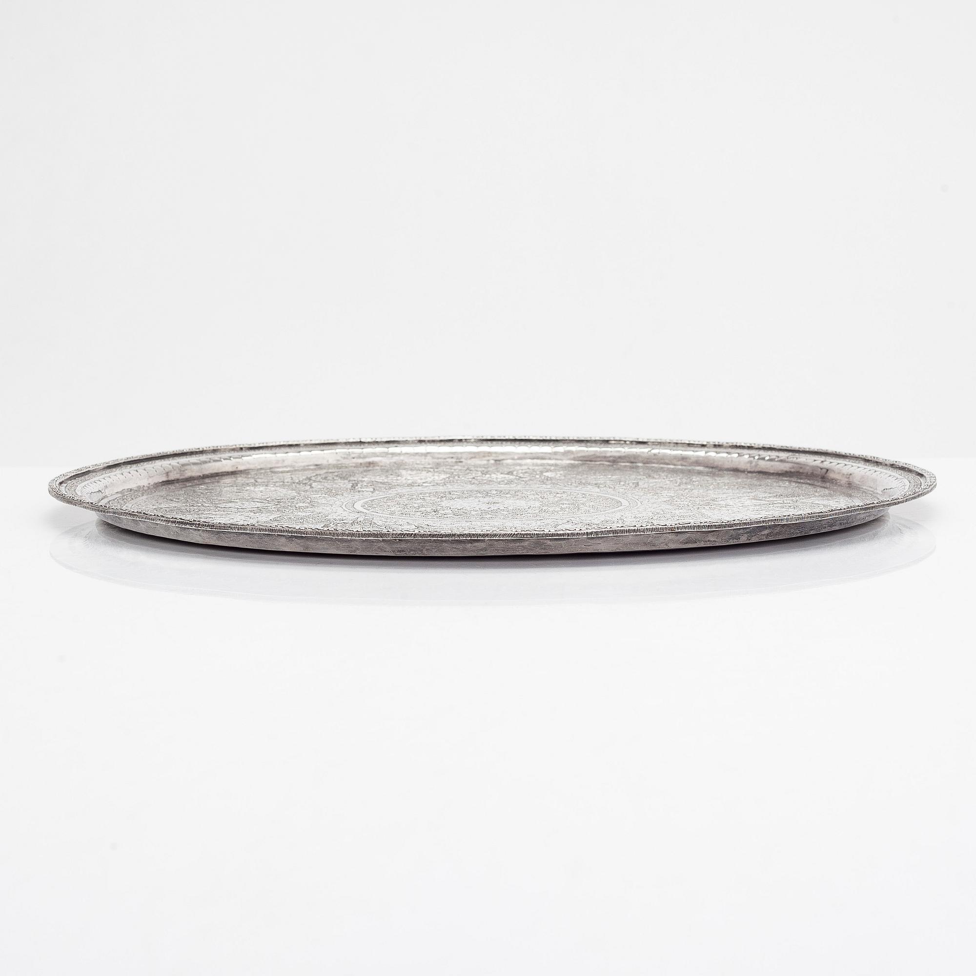 Bricka, silver, Persien (Iran), sen Pahlavidynasti.