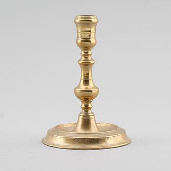 LJUSSTAKE,  mässing, otydlig stämpel, 1700-tal.