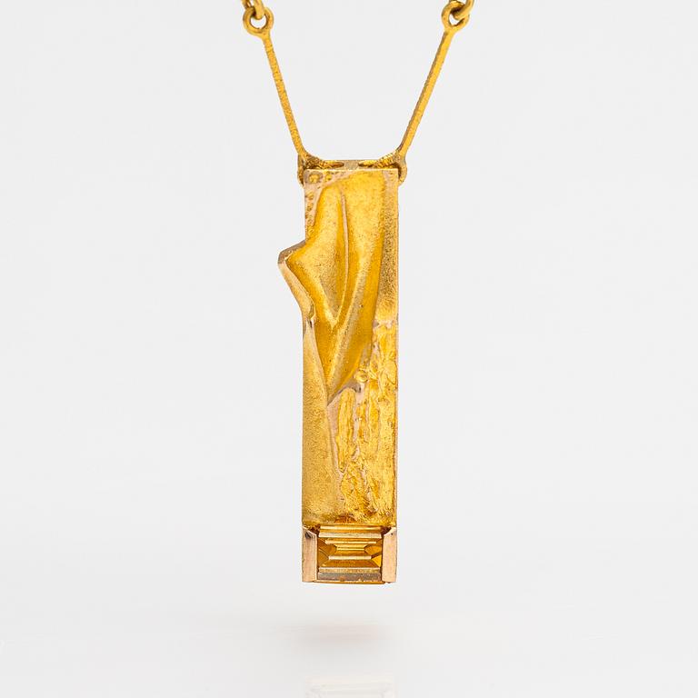 Björn Weckström, A 14K gold necklace "Faro" with a citrine. Lapponia 1983.