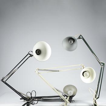 SKRIVBORDSLAMPOR, 4st, Luxo, Jac. Jacobsen AB, Göteborg, 1900-tal.