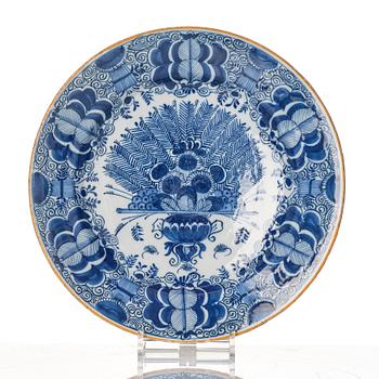 A group of three faiance dishes, probably Delft, 19th century.