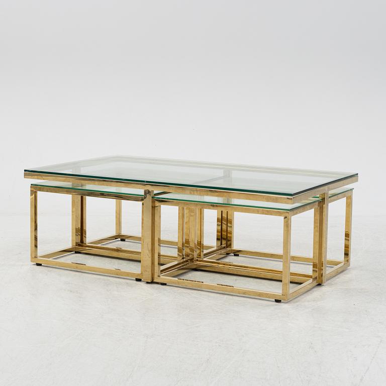 A 21st Century 5 pcs glass coffee table.