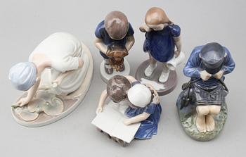 FIGURER, 5 st, porslin, Bing & Gröndahl och Royal Copenhagen.