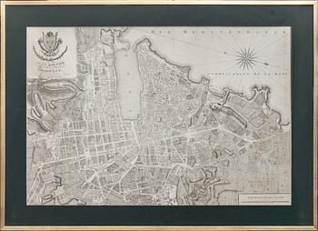 STADSKARAT, Plan Routier de la Ville de Marseille. Levé par Campen et Gravé par Denis Laurent. Omkring 1800.