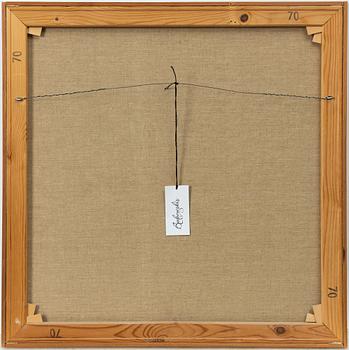 Anita Erséus, Still life with apples, flowers, bottle, and bowl.