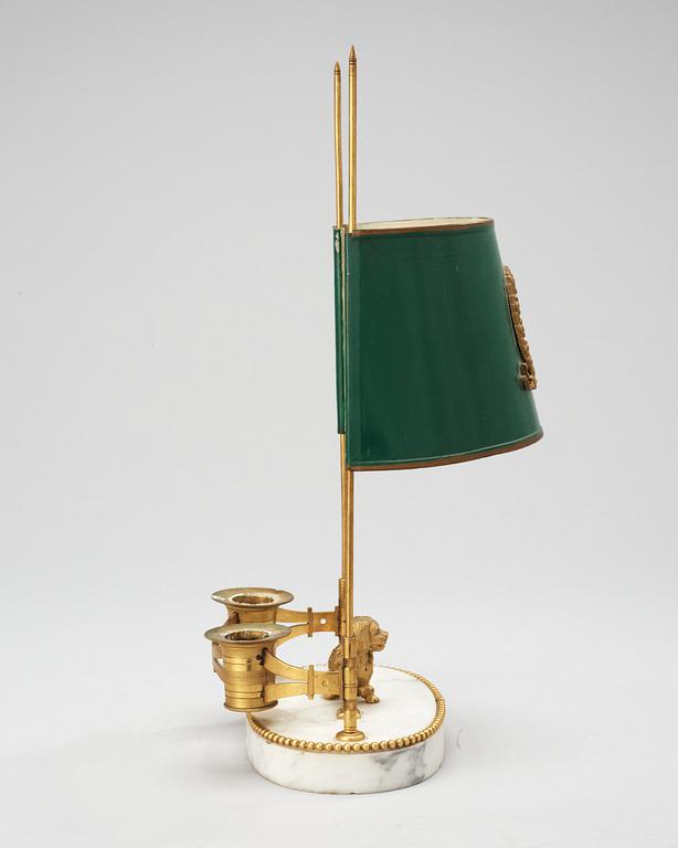 LÄSLAMPA, för två ljus. Sengustaviansk, omkring år 1800.