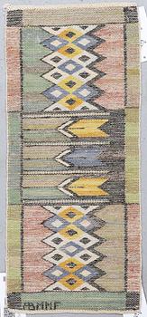 Märta Måås-Fjetterström, a textile, "Crocus", flat weave, ca  60,5 x 26,5 cm, signed AB MMF.