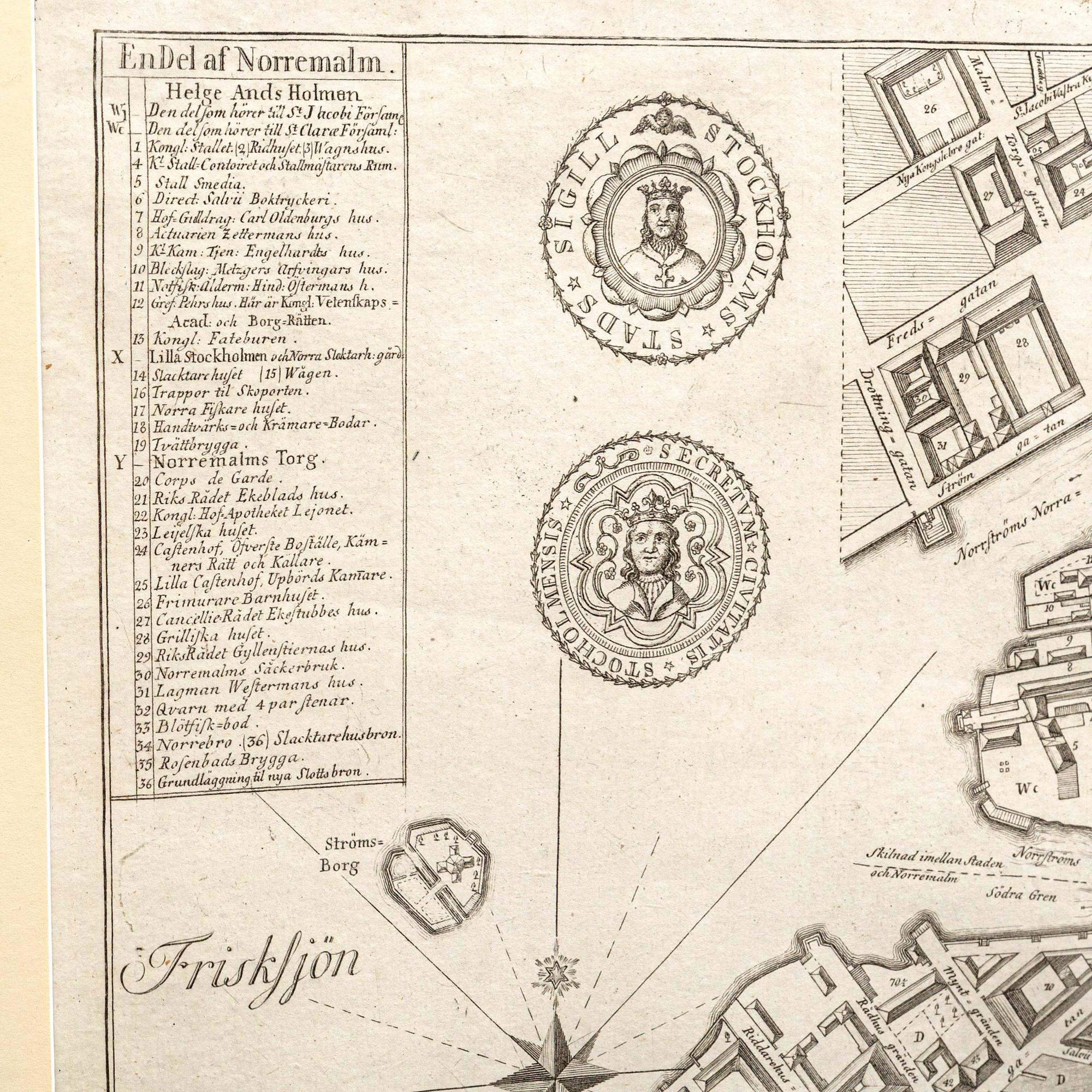 Jonas Brolin, karta över Stockholm, kopparstick, Stockholm 1771.