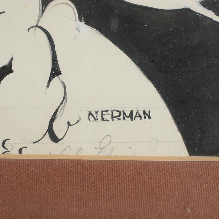 EINAR NERMAN, tusch, täckvitt och blyerts, signerad.