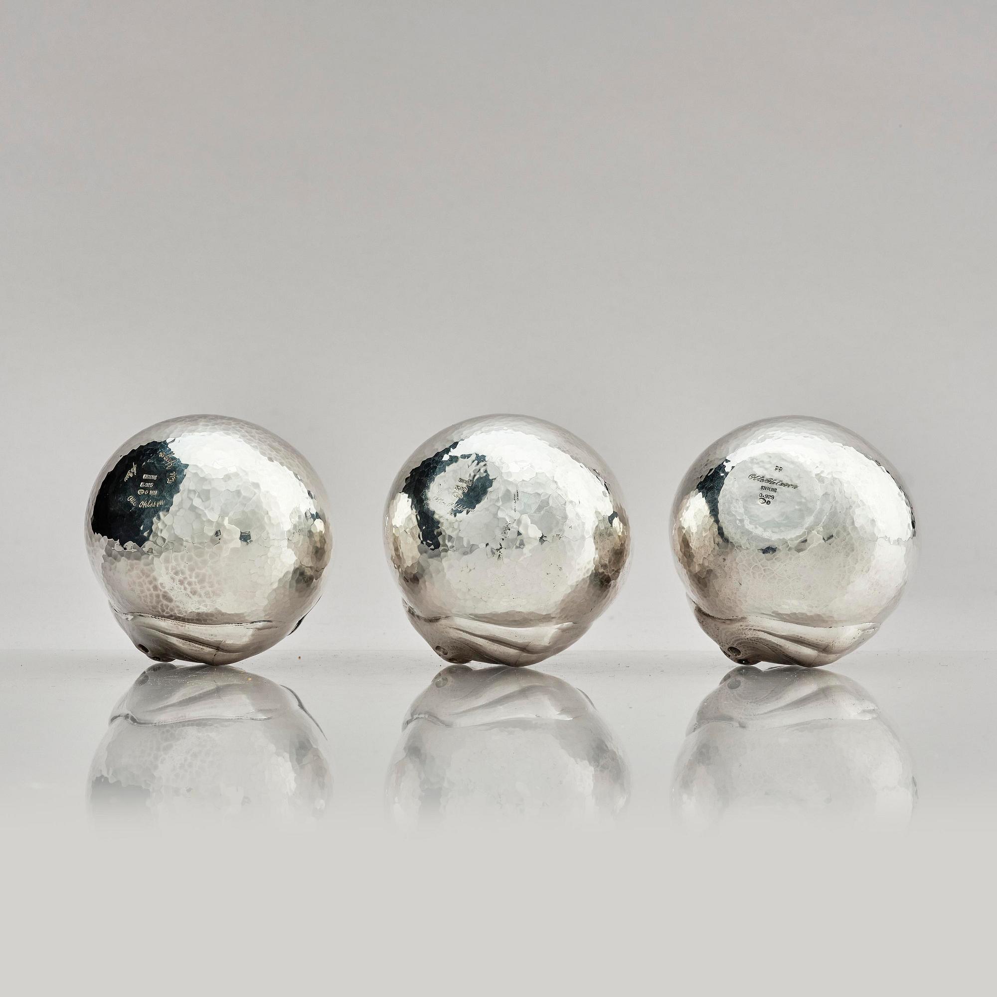 Olle Ohlsson, tumlare, 3 st, sterling silver, Stockholm 1979.