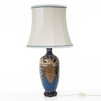 A cloisonné vase turned table lamp, Japan, Meiji (1868-1912).