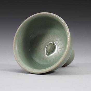 A celadon glazed stem cup, Ming dynasty (1368-1644).