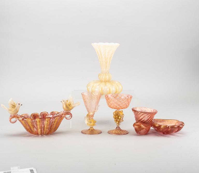 Samling glas, 5 st, bland annat  Barovier & Toso, Murano, Venedig.