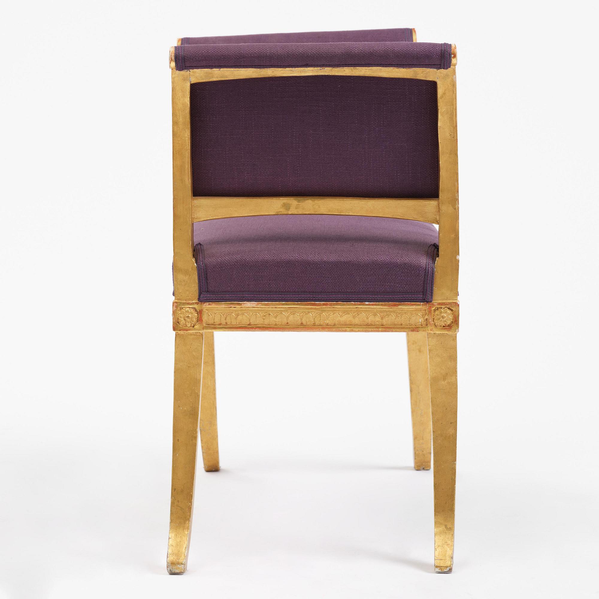 A late Gustavian giltwood stool, Stockholm, late 18th century.