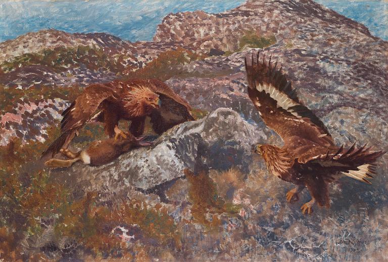 Bruno Liljefors, Golden eagles attacking a hare.