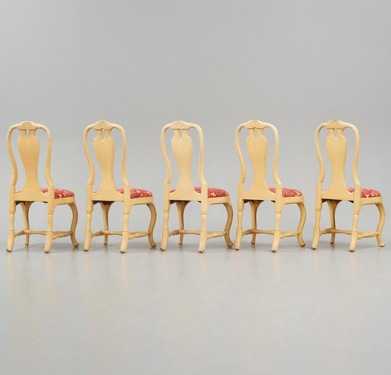 A set of five rococo chairs by P. Östeman (master in Stockholm 1748-76).