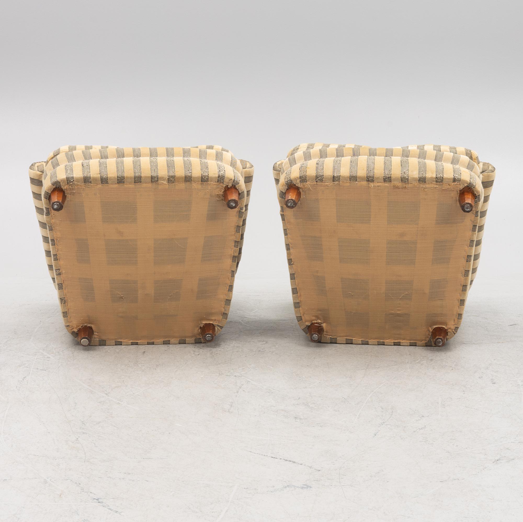 Josef Frank,  a pair of model 568 armchairs, Svenskt Tenn, probably 1940s.