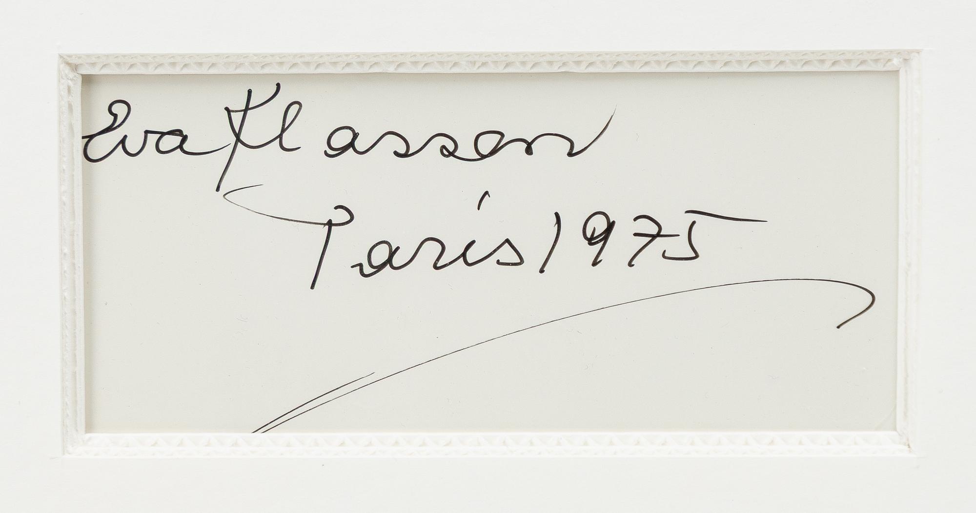 Eva Klasson, Självporträtt. Ur "Le Troisième Angle", 1975-1976.