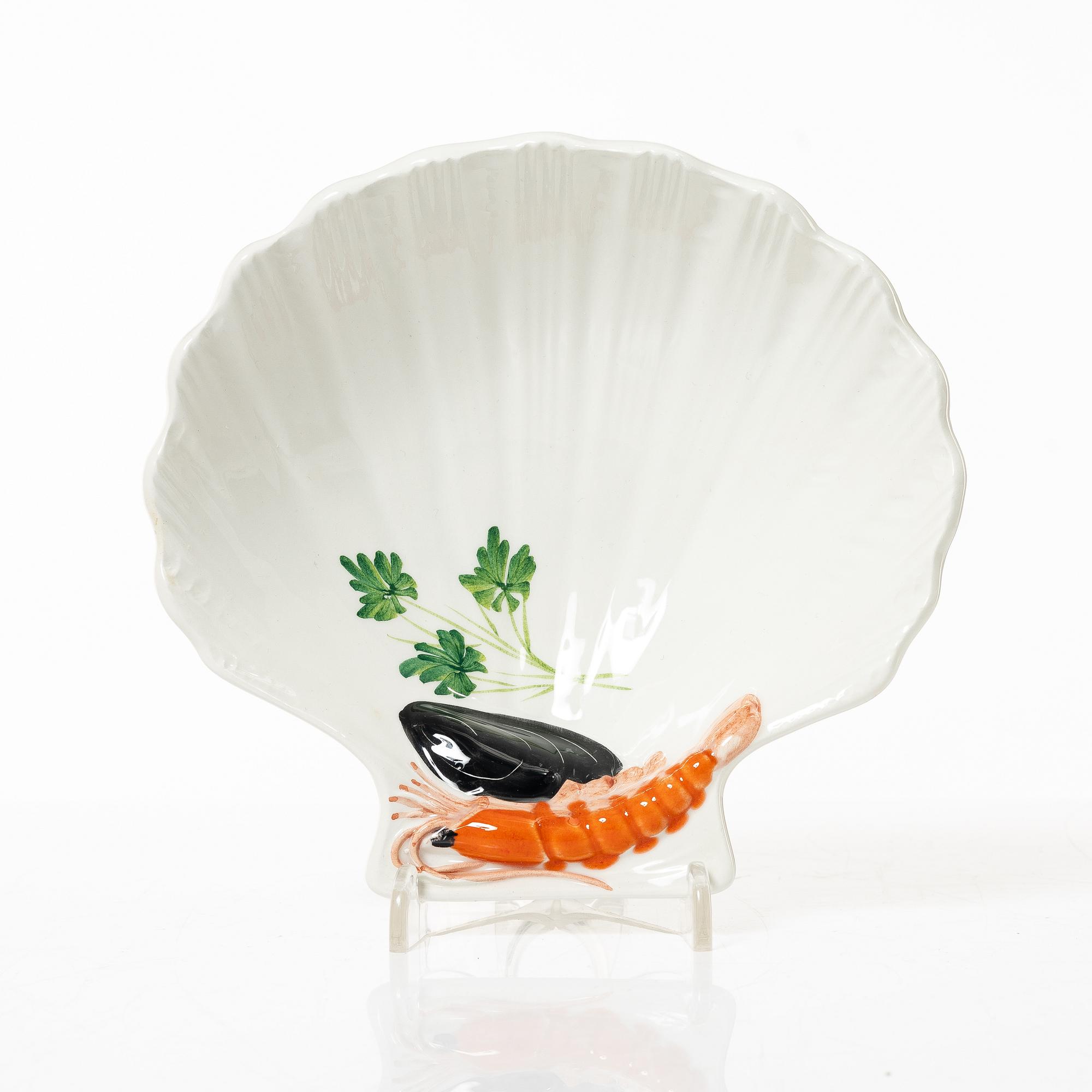 Servisdelar för skaldjur, 7 delar, keramik, V.B.C. Cre Art, Treviso, Italien.