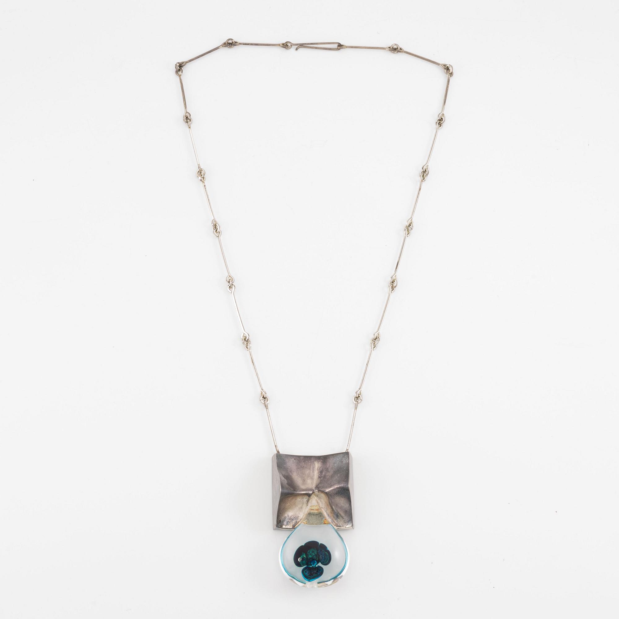 Björn Weckström necklace "Big drop" sterling silver and acrylic for Lapponia.