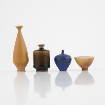 Berndt Friberg, three vases and a bowl, Gustavsbergs studio.