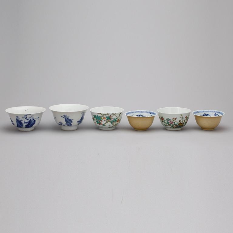 KOPPAR, 6 st, porslin, Kina 1900-tal samt modern tillverkning.