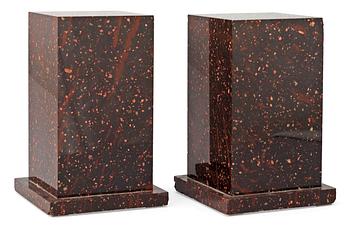 746. A pair of Swedish 19th century porphyry bases.
