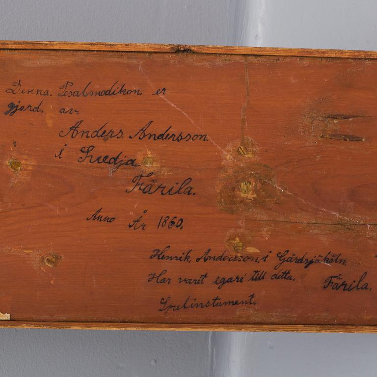 INSTRUMENT, psalmodikon, Färila, Hälsingland, 1860.