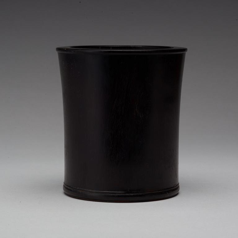 A chinese wooden brushpot, presumably Zitan, early 20th Century.