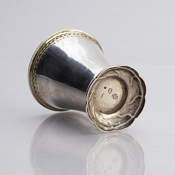 A Swedish mid-18th century parcel-gilt silver beaker, mark of Johan Trygg, Stockholm 1742.