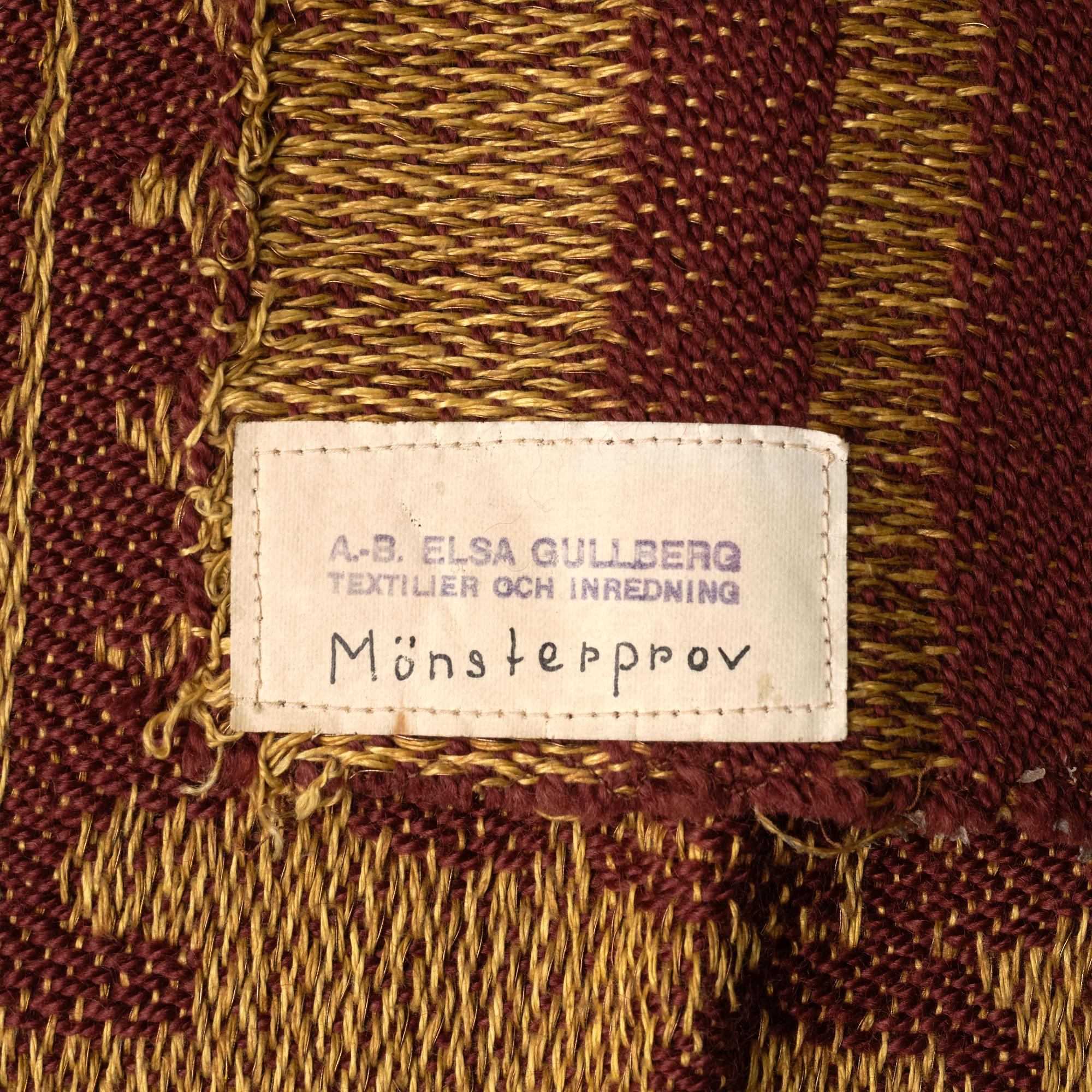 Carl Malmsten, a fabric sample, “Gamla Vasen”, AB Elsa Gullberg Textilier och Inredning, Stockholm, 1920s.