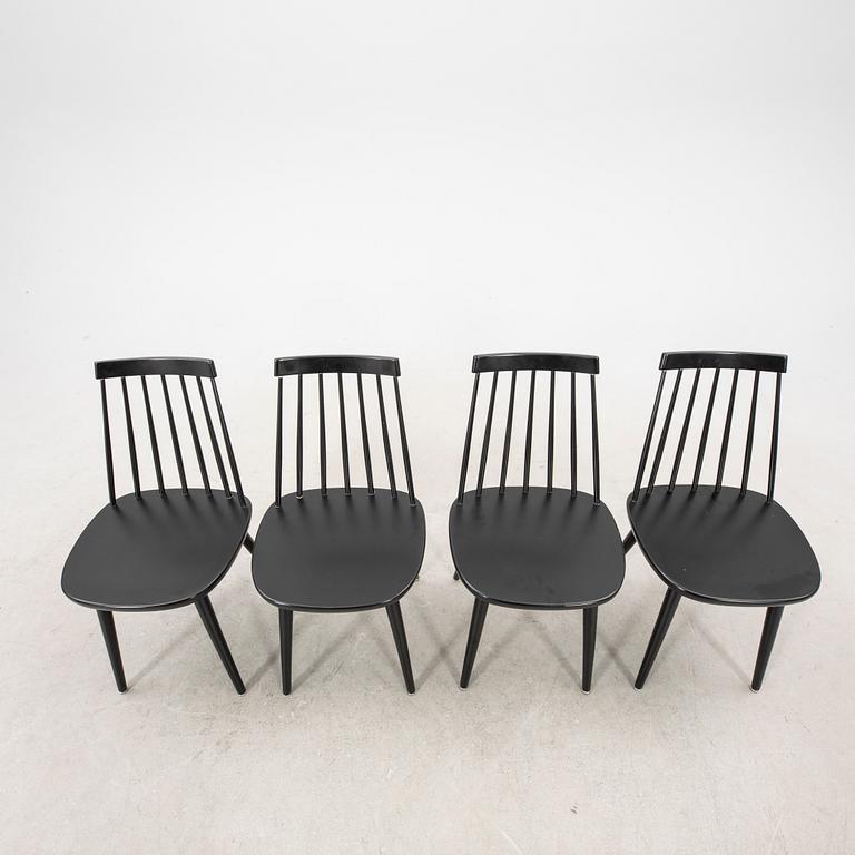 Yngve Ekström, a set of four Pinocchio painted chairs later part of the 20th century.
