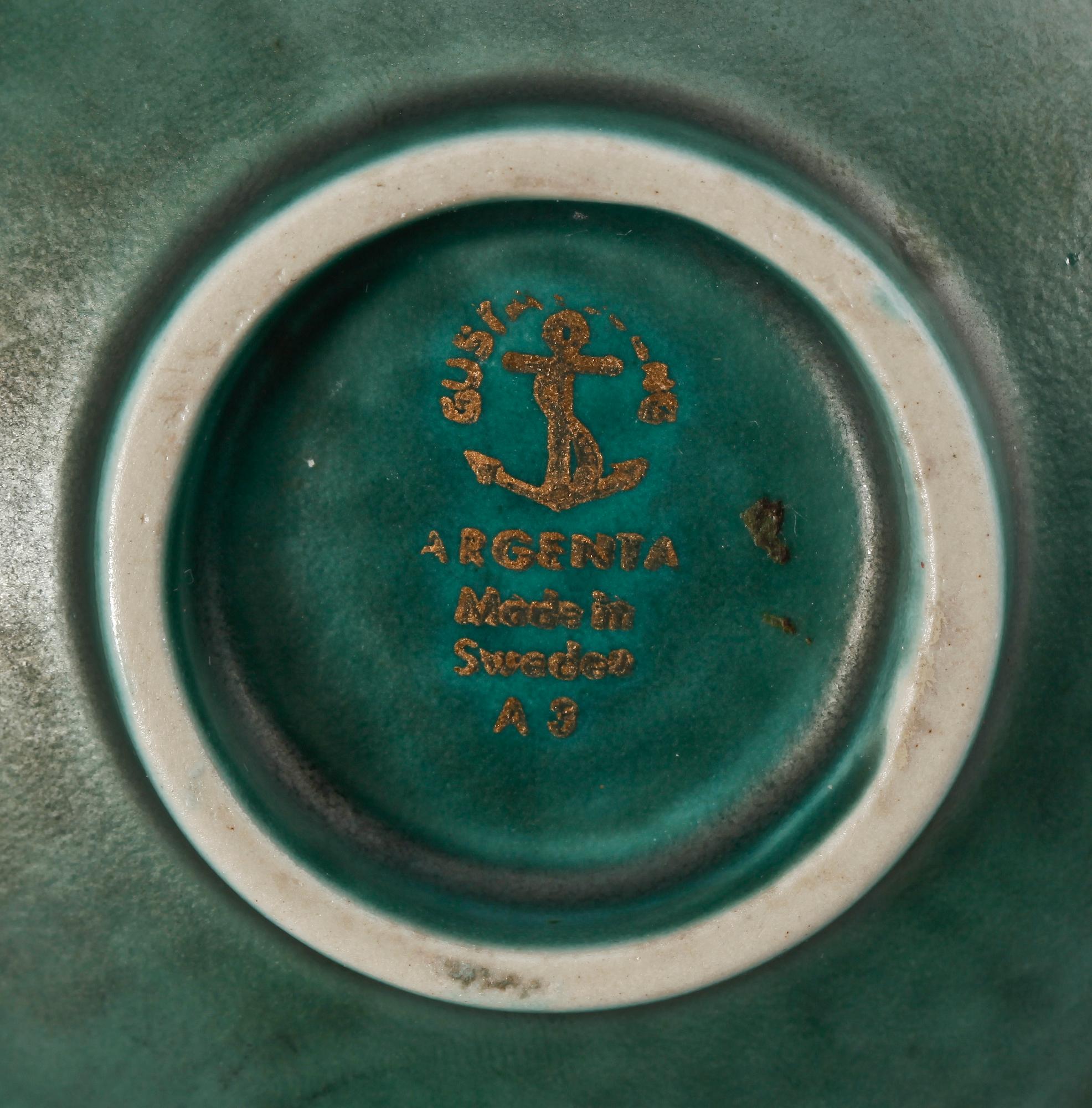 VAS och SKÅL, stengods, "Argenta", Wilhelm Kåge, Gustavsberg.