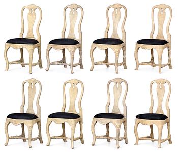 881. Eight matched Swedish Rococo chairs.