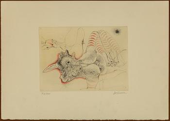 HANS BELLMER, färgetsning, 1969, signerad med blyerts och numrerad 97/100.