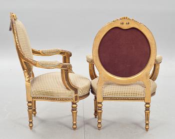 KARMSTOLAR, ett par. Louis XVI-stil 1900-talets slut.