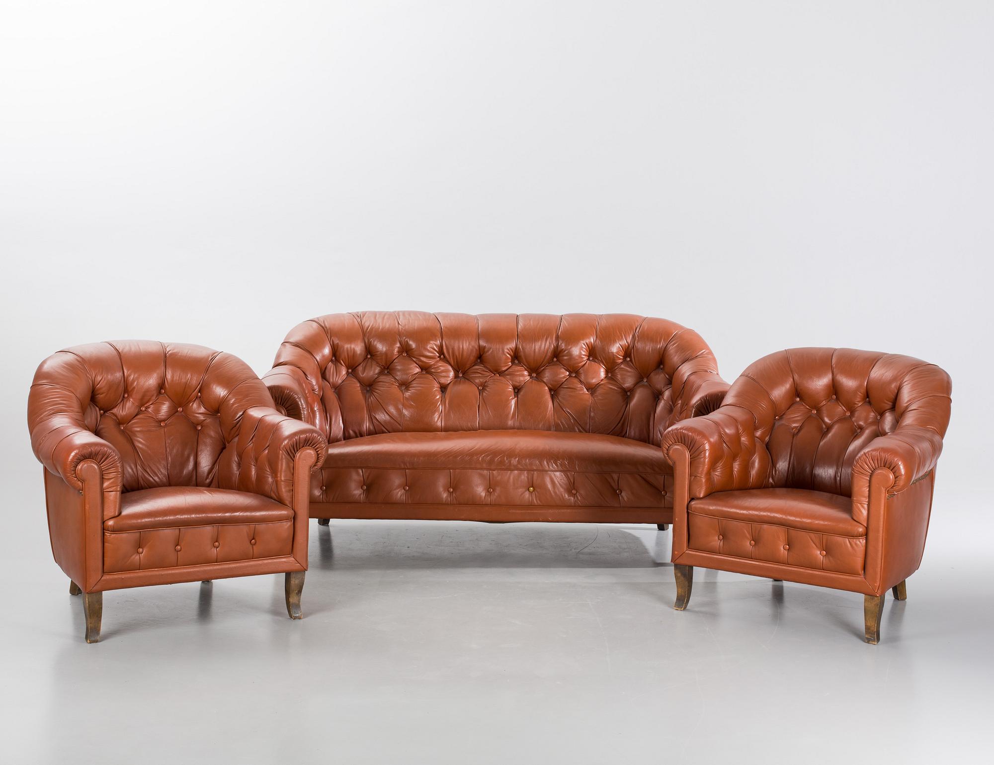 SOFFGRUPP, 3 delar, "Chesterfield". 1920-tal.