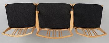 HANS J WEGNER, 3 stolar + utställningsaffisch, Mikael Lauersen, Danmark, 1940-tal.