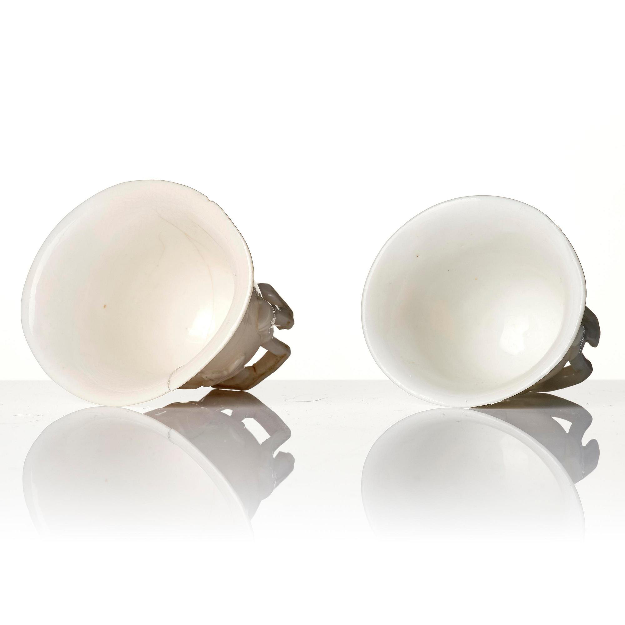 A set of three blanc de chine cups, Qing dynasty, Kangxi (1662-1722).